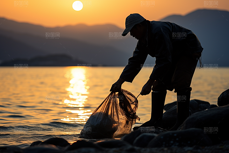 海边赶海海货渔获摄影图