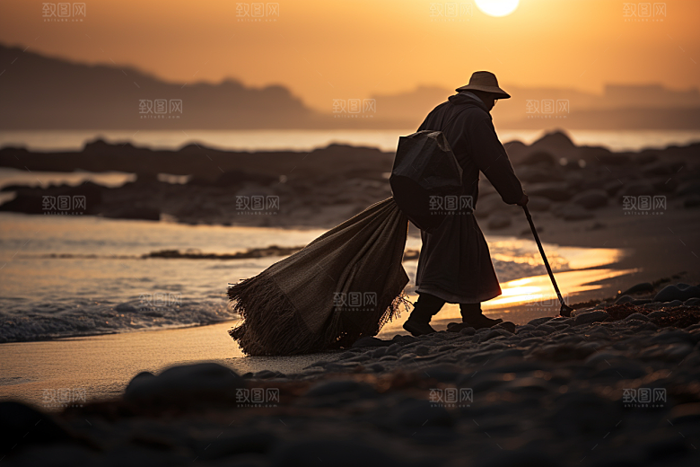 海边赶海潮汐海滩摄影图