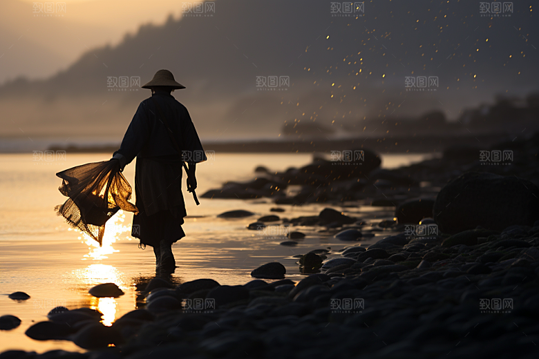海边赶海捕捞高清摄影图