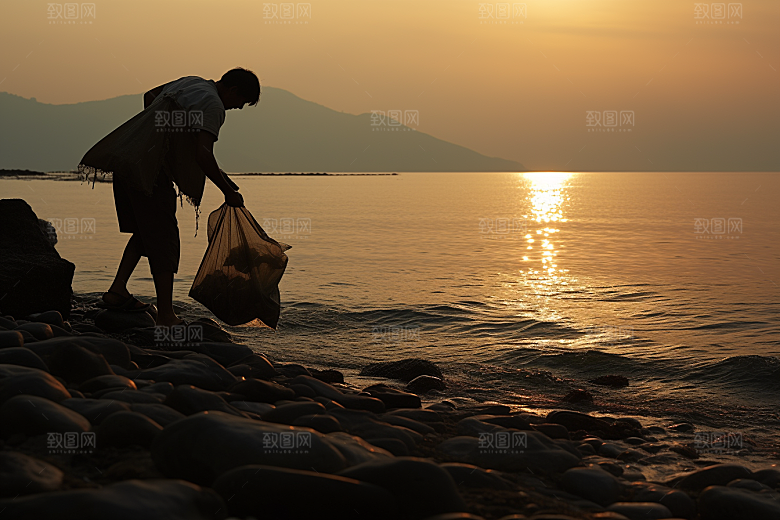 海边赶海潮汐落潮摄影图