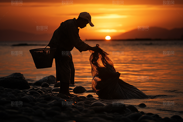 海边赶海海滩滩涂摄影图