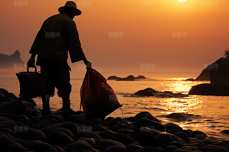 海边赶海落潮潮汐摄影图