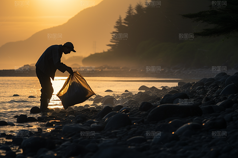 海边赶海海货清晨摄影图