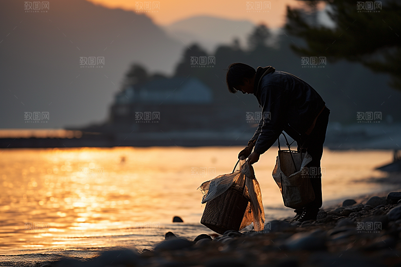 海边赶海高清潮汐摄影图