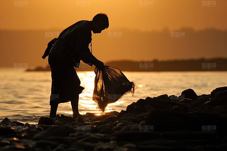 海边赶海海滩落潮摄影图