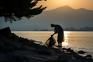 海边赶海滩涂海滩摄影图