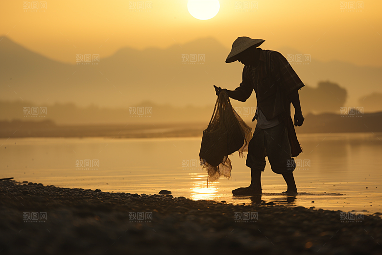 海边赶海海滩落潮摄影图