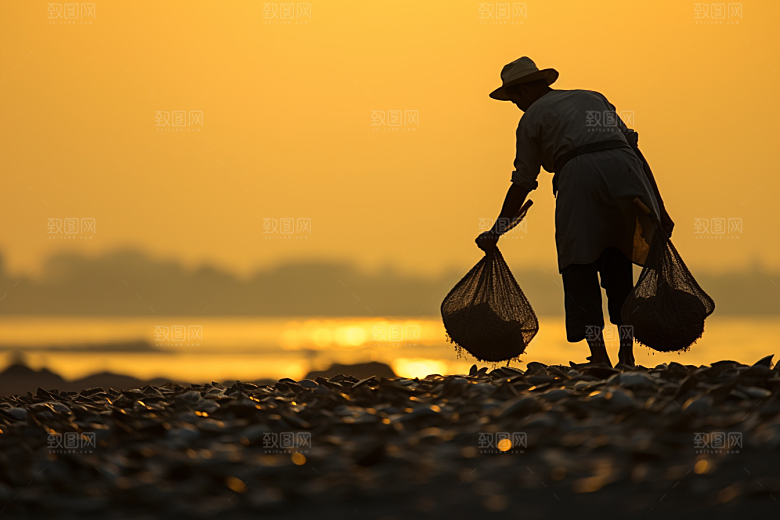 海边赶海滩涂海货摄影图