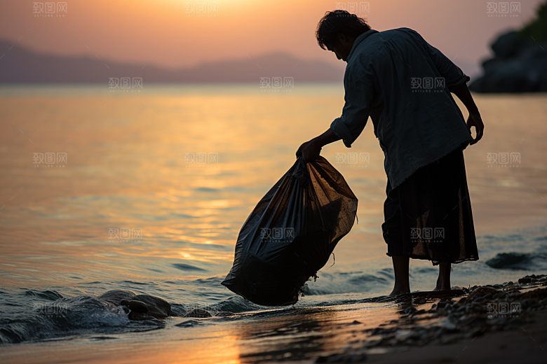 海边赶海清晨海货摄影图