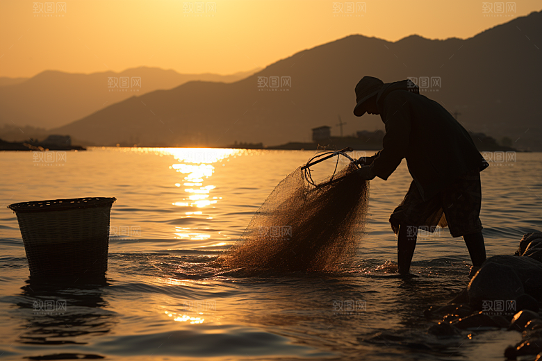 海边赶海落潮潮汐摄影图