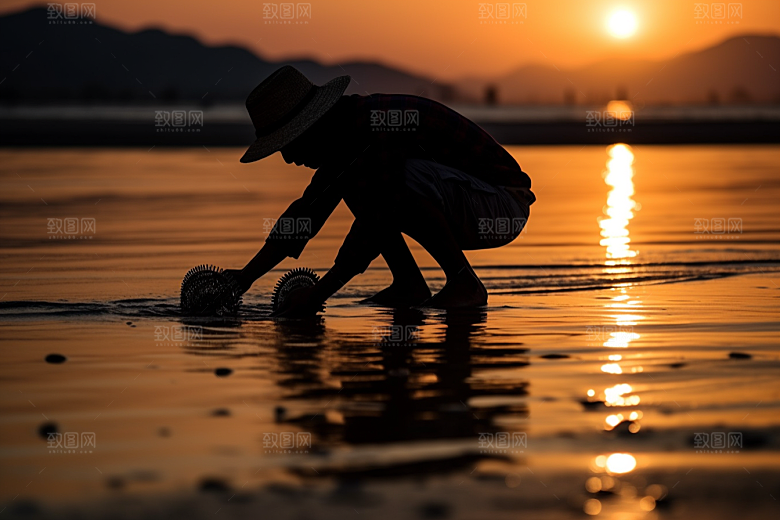 海边赶海滩涂高清摄影图