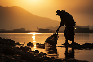 海边赶海滩涂海货摄影图