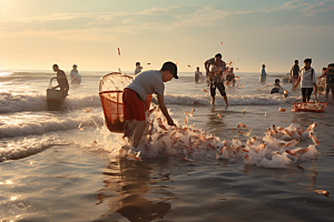 海边赶海海货滩涂摄影图