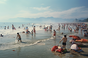 海边赶海海滩滩涂摄影图