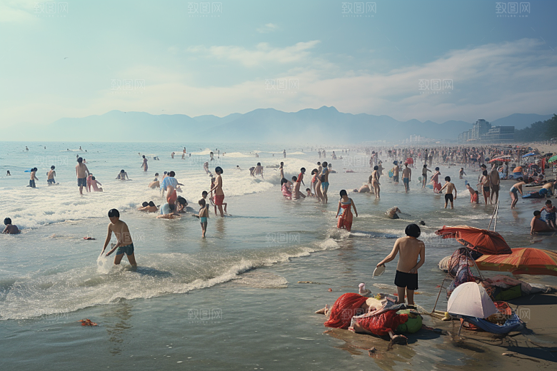 海边赶海海滩滩涂摄影图