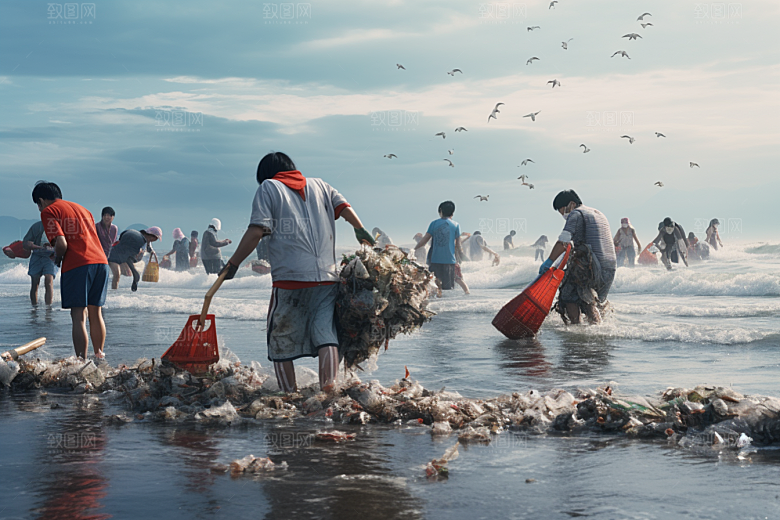 海边赶海海滩落潮摄影图