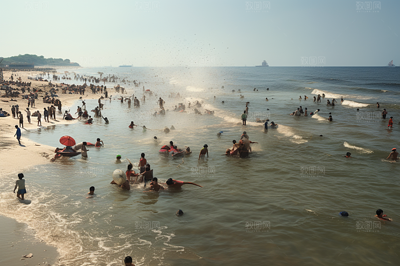 海边赶海海货黎明摄影图