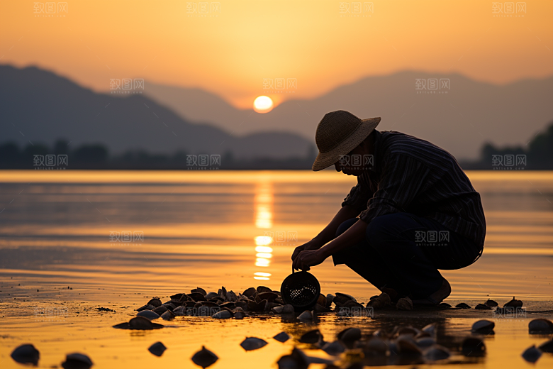 海边赶海高清海货摄影图