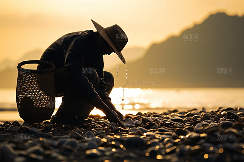 海边赶海高清潮汐摄影图