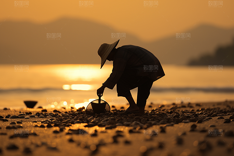 海边赶海高清潮汐摄影图