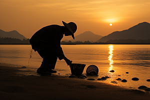 海边赶海高清海货摄影图