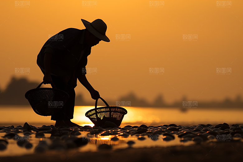 海边赶海高清海货摄影图