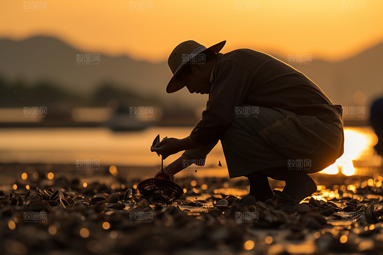 海边赶海高清海货摄影图