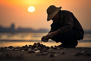 海边赶海礁石高清摄影图