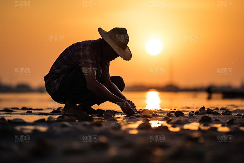 海边赶海礁石高清摄影图