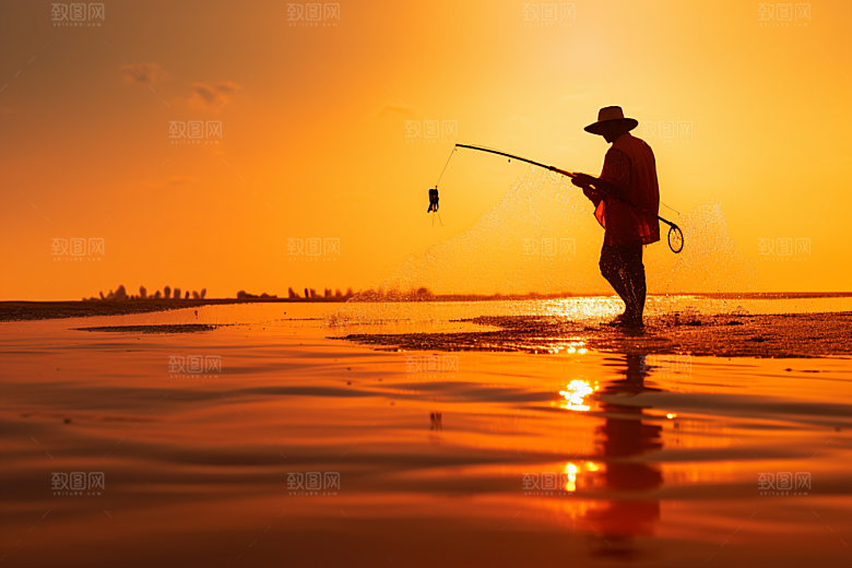 海边赶海落潮滩涂摄影图
