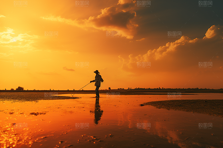 海边赶海渔获海滩摄影图