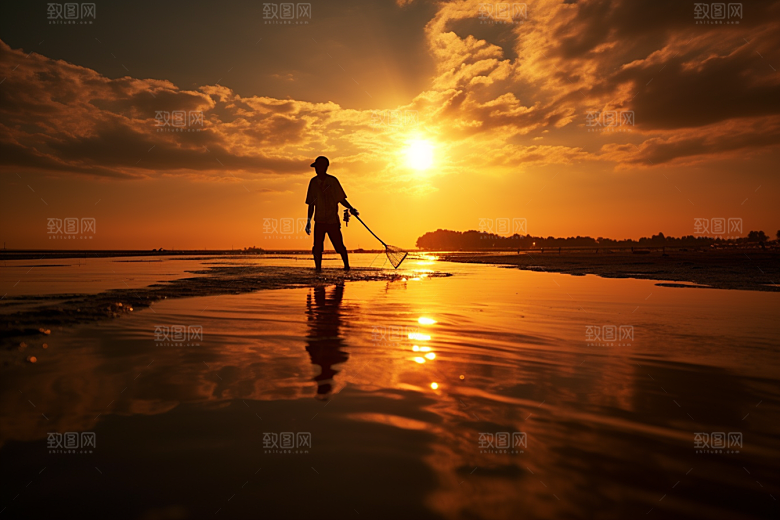 海边赶海渔获高清摄影图