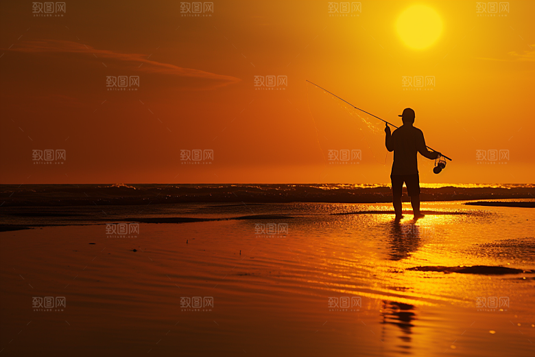 海边赶海海滩潮汐摄影图