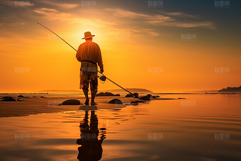 海边赶海滩涂海滩摄影图