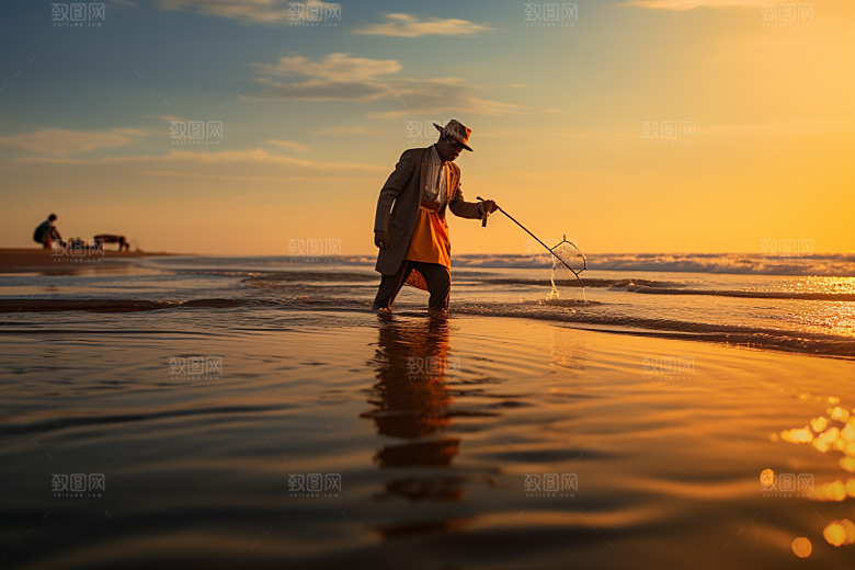 海边赶海潮汐高清摄影图