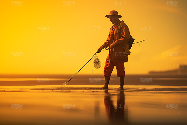 海边赶海海滩滩涂摄影图