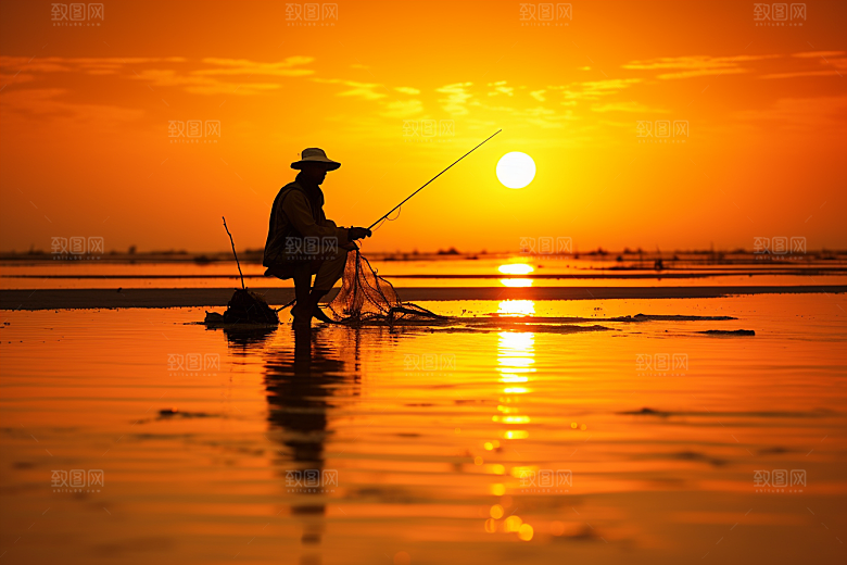 海边赶海潮汐海滩摄影图