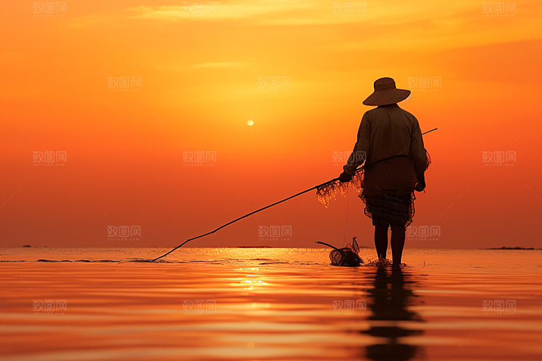海边赶海滩涂礁石摄影图