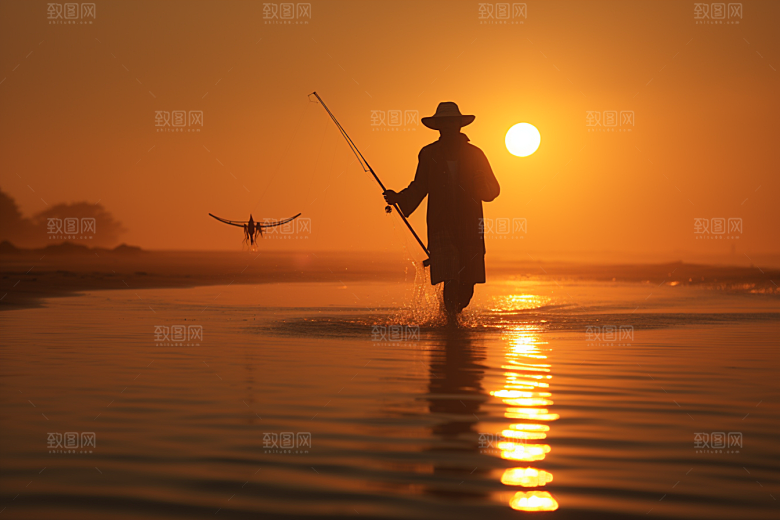 海边赶海海滩滩涂摄影图