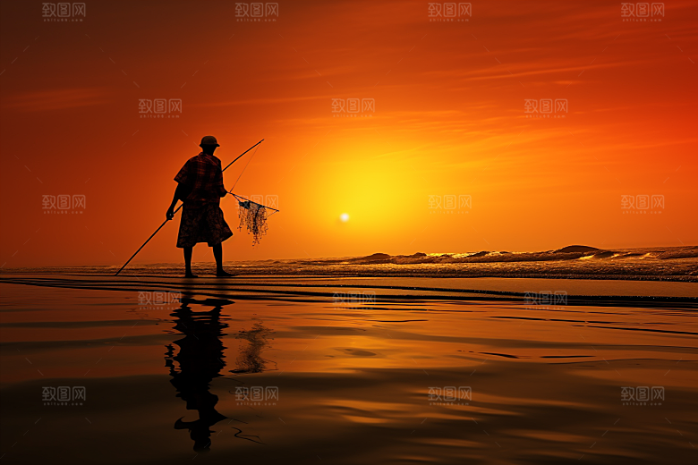 海边赶海渔获高清摄影图