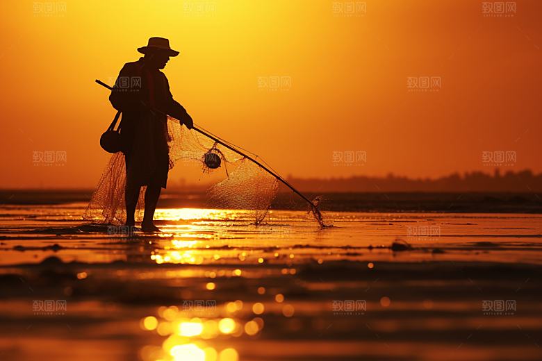 海边赶海海货海滩摄影图