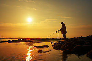 海边赶海潮汐海滩摄影图