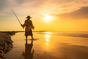 海边赶海海滩高清摄影图