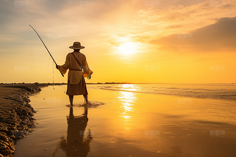 海边赶海海滩高清摄影图