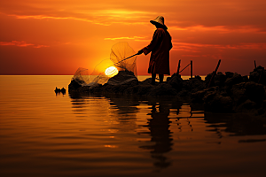海边赶海海货落潮摄影图