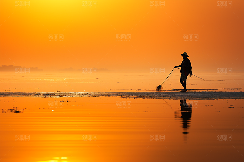 海边赶海海滩落潮摄影图