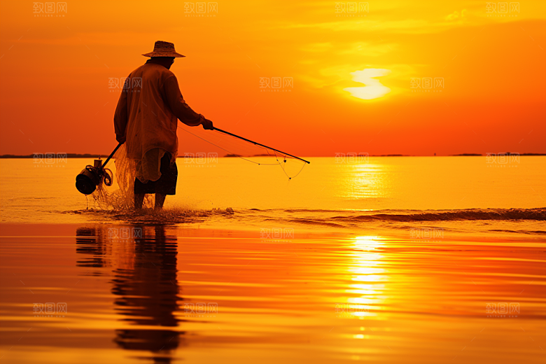 海边赶海海货捕捞摄影图