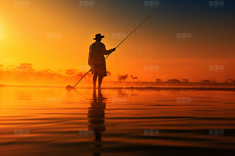 海边赶海潮汐渔获摄影图