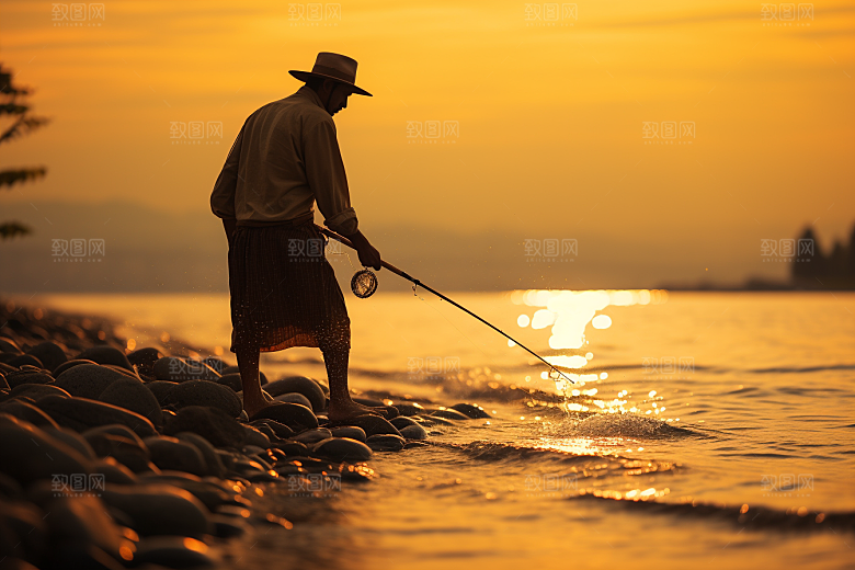 海边赶海礁石黎明摄影图
