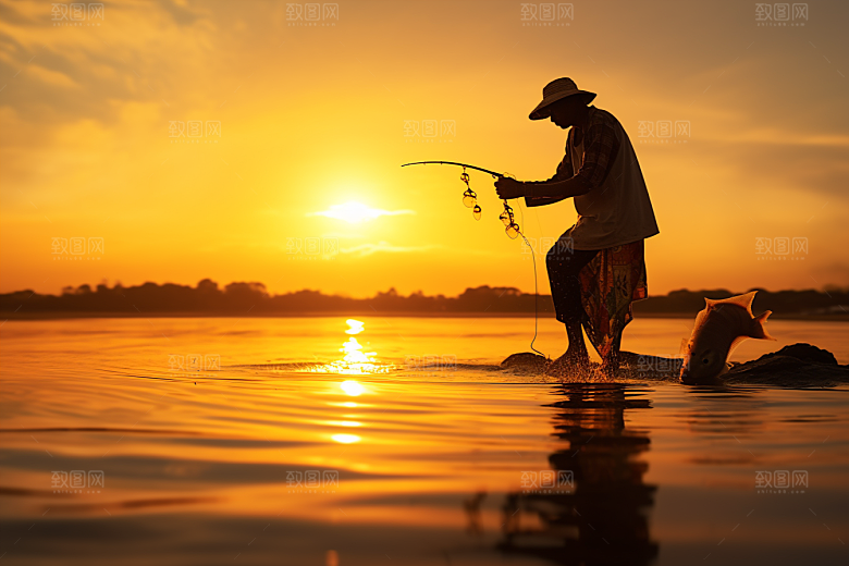 海边赶海清晨落潮摄影图